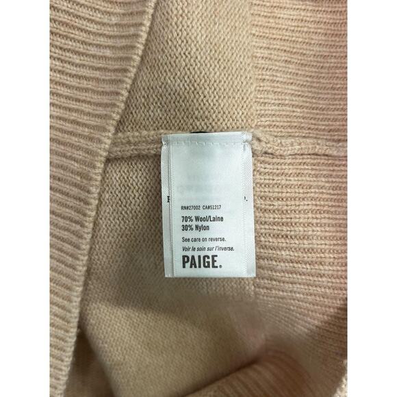 Paige Revolve Sweater Womens Large Tan Camel Off Shoulder Foldover Wool Pullover - Picture 3 of 13
